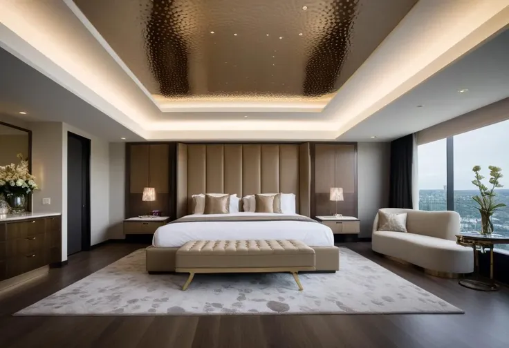 cinematic photo <lora:JJsHotel_XL:1>, ((best quality)),((masterpiece)),((realistic)), ((hotel room)), indoors, window, bed, no humans, counter,rug ,flower, plants, ceiling light, photorealistic, ceiling light, ,high quality, authentic, ,windows , dramatic lighting, reflecton, . 35mm photograph, film, bokeh, professional, 4k, highly detailed