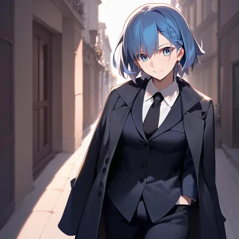 <lora:Takeuchi_Takashi_PonyXL_style_v01:1>
<lora:Mafia_Outfit:0.8>
score_9 , score_8_up , score_7_up , source_anime , 
masterpiece , best quality , ultra-detailed , 
BREAK
1girl , woman , huge breasts , light smile , light blush , medium long shot , 
[fair skin]  , 
((jeanne d'arc (fate)):0.5)  , 
blue hair  , 
spiked hair  , 
mafi4, necktie, gloves, suit, fedora, white shirt, black vest, black pants, coat , 
wayfarer glasses