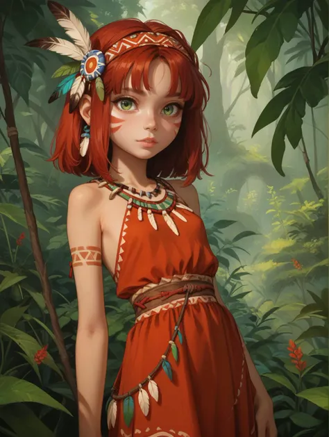 score_9,score_8_up,score_7_up,score_6_up,score_5_up,score_4_up,
1girl, solo, small, petite, light skinned female, native dress, feathers in hair, hair ornaments, tribal paints, green eyes, red hair, looking at viewer,
<lora:1StS_age_slider_v1_initial_release:-3>
<lora:incase_v14:0.6>