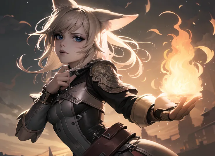 super cute (girl:1.2), 12 years old, animal ears, fantasy style, (cyberpunk style:0.8), (biopunk style:0.8), (dieselpunk style:0.8), mechanisms, magic, rapturous eyes, (flame:0.6), time-travel, (blurry background, overlapping events, dizzying colors, surreal montage:0.7), highly detailed, masterpiece, best quality, (aesthetic:0.8), (incredible illustration:1.1), (intricate detailed artwork:1.1), (masterpiece digital art:1.4)