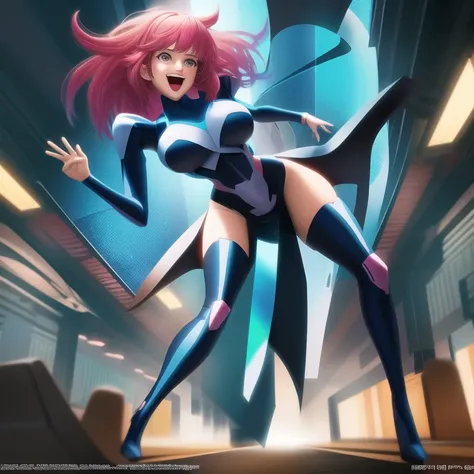 Anime, (vibrant Colors:1), (Pretty Woman:1) Screaming, Standing Pose, digital art, concept art, studio lighting, manga, bright colors, rule of thirds (crazy eyes:1.1) (crazy smile:1) (crazy face:1) <lora:johnsondesuv15-320-e1:0.6> <lora:crazyExpressions:1>