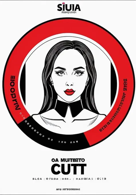 scgirls, a poster for a club called be my guest with a black background and a red circle on the front of it and a white dot on the bottom<lora:SC_GIRLS_V1:1>