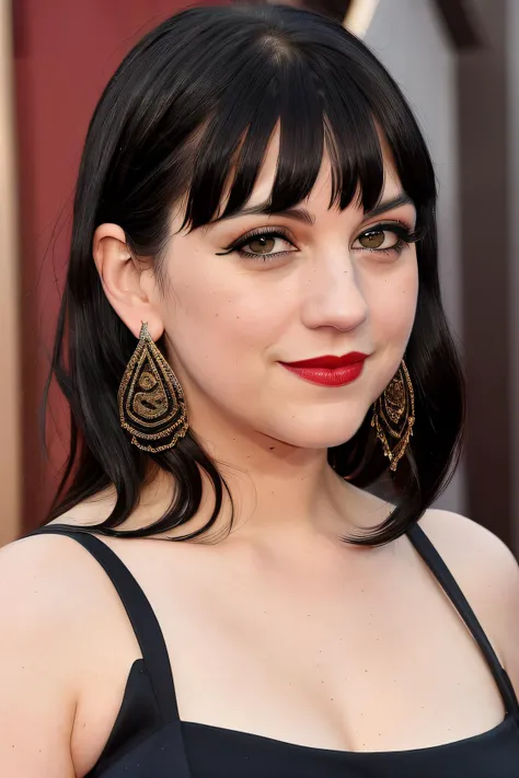 best quality raw photo of (Jan1n4R4m1r3z01:0.99), (in her forties:1.2), (dark eyeliner:1.4), (red lips:1.1), looking at camera,(turtle neck dress:1.3), photo shot on Nikon D850, 16k, sharp focus, masterpiece, Hyper Detailed, breathtaking, atmospheric perspective, diffusion, pore correlation, skin imperfections, DSLR, 80mm Sigma f2, depth of field, film grain, ((as a movie star at the oscars)), (earrings:1.2), (paparazzi in the background), ((on the red carpet)), (golden hour:1.2), (detailed face:1.1), skin pores, 8k, skin texture, dslr, (smile:1.2)