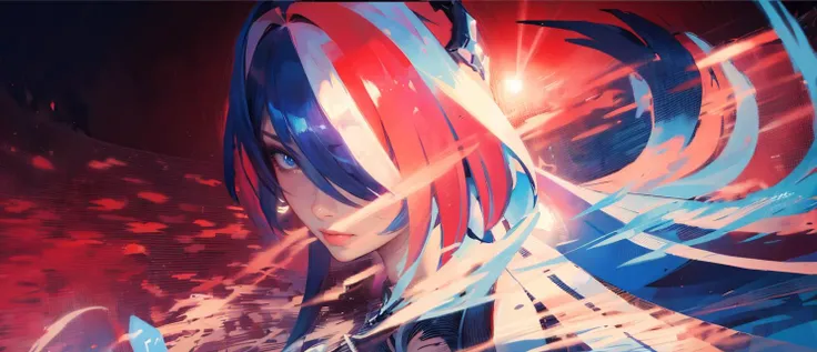 One eyes blue hair