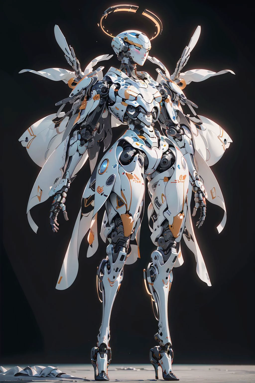 (8k, RAW photo, best quality, masterpiece:1.2),(realistic, photo-realistic:1.4),baimecha is a mecha,solo,full body, science fiction, helmet, humanoid robot, glowing, <lora:Holymecha:0.7>, looking at viewer, <lora:wowifierV3:0.4>, by mooncryptowow, halo, psychedelic, cyberpunk robot, complex robot
