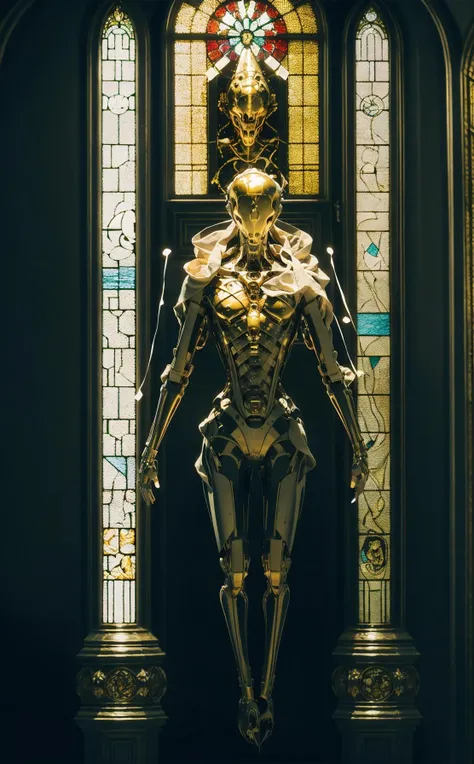 (8k, RAW photo, best quality, masterpiece:1.2),(realistic, photo-realistic:1.4), baimecha ,solo,full body, science fiction, helmet, humanoid robot, glowing, sacred geometry,(stained glass:1.3), Mandala Art, muscle fibers, blood vessels, nervous system, viscous gooey blood dripping, wireframe, fractal, demonic, alien, translucent skin, infrared photography,otherworldly hues,surreal landscapes, unseen light,
