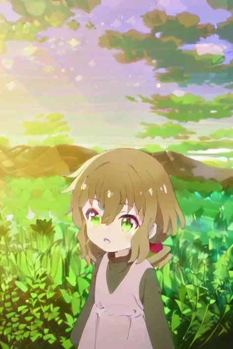 ((((((exorbitantly fantastically beautiful illustrated picture-perfect)))))) ((( shiny toddler shuri , brown hair, solo, 1girl, amethyst green eyes, hair between eyes, anime coloring <lora:Shuri-05:1>))) (((outdoors, clouds and fields in background, sunny summer day)))