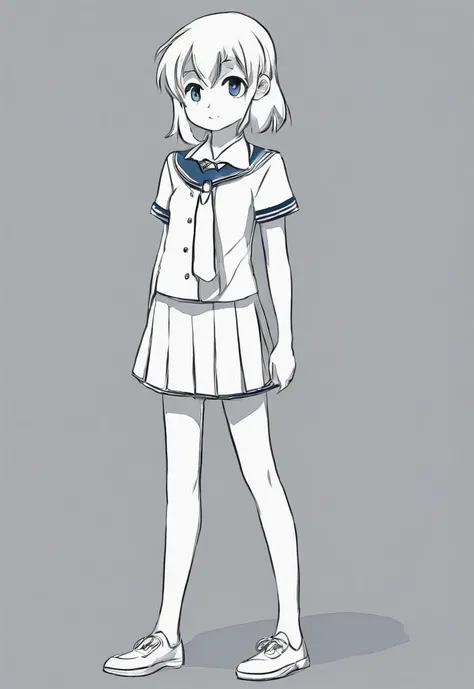 1girl,flat chest, small breasts,very short dark hair, straight hair, blue eyes,school uniform,barefoot,full body,standing,lineart,aogami,monochrome
<lora:aogami_v12_96:1>
