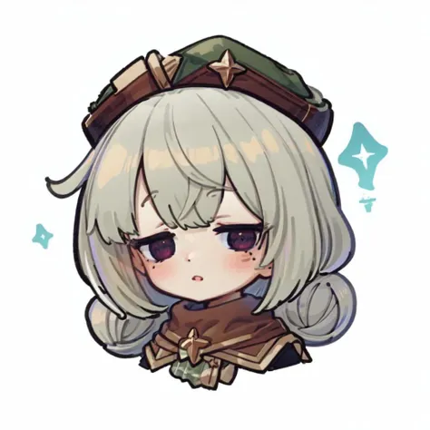 Araga Kiwi, 1girl, double bun, masterpiece, best quality, green hat, face only, <lyco:doodle_chibi:0.65>, chibi, face focus, green uniform, <lora:KiwiRelease-10:1>