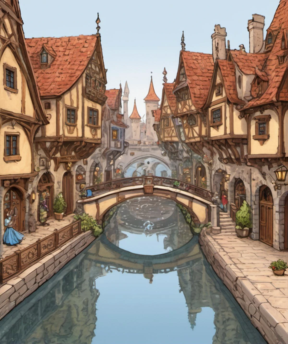 a<lora:Rider_Waite_Tarot:1>  cartoon ,   a grand capital city nestled in the heart of a magical realm inspired by Dungeons and Dragons. The city stands as a testament to both architectural splendor and mystical enchantments. The streets are bustling with life, filled with a diverse array of creatures, both human and fantastical, going about their daily routines. The buildings showcase a harmonious blend of traditional medieval design and whimsical magical enhancements. Ornate bridges span over flowing rivers and canals, connecting various districts of the city. Gardens and parks are interspersed throughout, teeming with vibrant, otherworldly flora and fauna. In the central square, a magnificent fountain serves as a gathering place, its waters sparkling with magical energies.