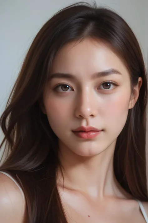 score_9, score_8_up, score_7_up, score_6_up, hyper-realistic, 8k, photorealistic, masterpiece, raw photo, detailed, live-action, vivid, fresh photos, bright atmosphere, softbox lighting, japanese, long hair, sexy, simple background