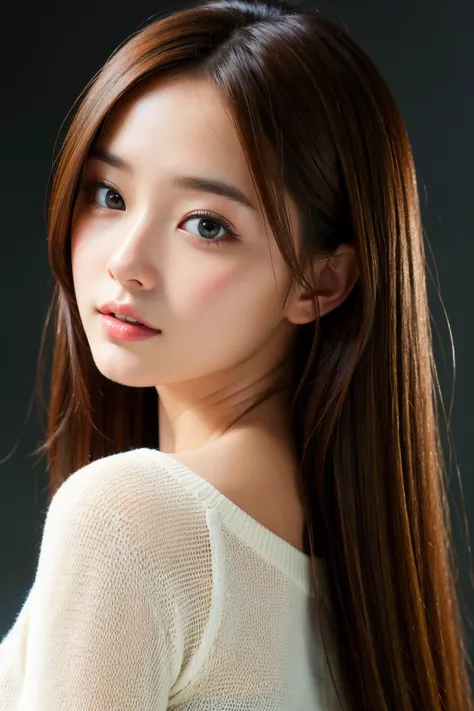 hyper realistic, masterpiece, best quality, ultra detailed, photorealistic, 1girl, (simple background:1.1)