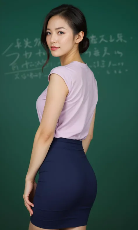score_9, score_8_up, japanese, teacher, purple green background, (realistic:1.4), (realistic skin:1.4), (fine textures details), (sharp)