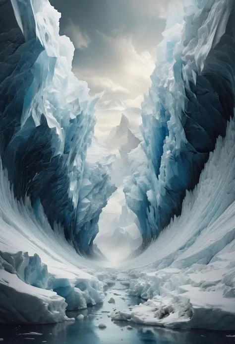 NSFW, art by Eleanor Vere Boyle and Andreas Untersberger, hantu ulat sutera adaptive and halcyon atmosphere with dispersion, refined details, glacier, (white and ivory dark blue colors:0.1), (center composition, symmetry:0.1), style by nty,<lora:TWbabeXL01:0.2>
