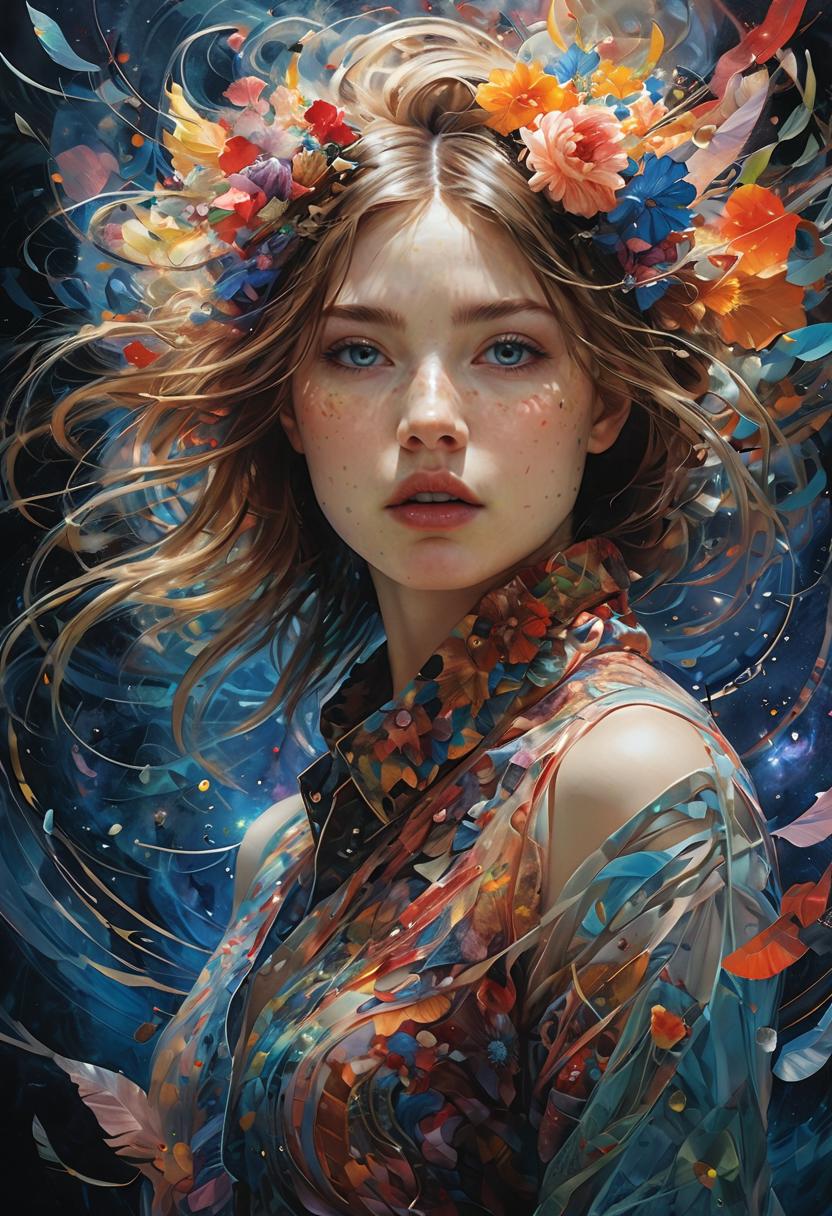 A painting of a woman with flowers in her hair - SeaArt AI
