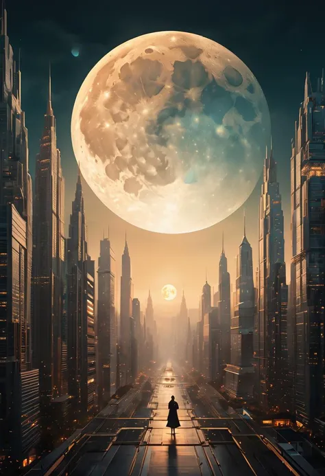 NSFW, art by Eleanor Vere Boyle and Andreas Untersberger, hantu ulat sutera adaptive and halcyon atmosphere with dispersion, refined details, city at Moon, (center composition, symmetry:0.1), style by nty <lora:TWbabeXL01:0.6>