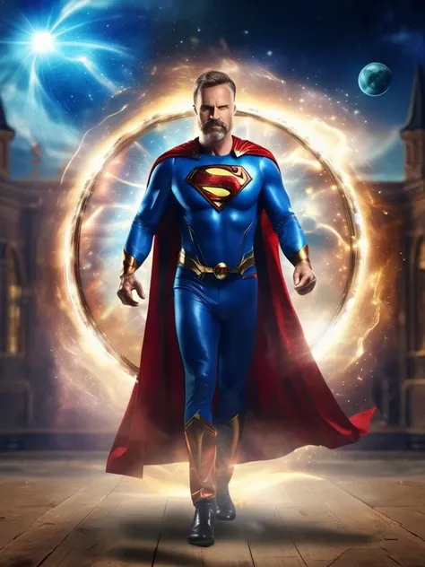 The magic superhero Dr Fortune, mysterious, arcane, magic universe background, photo realistic