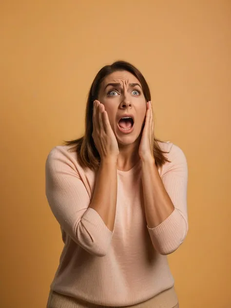 a woman immediately reacting as response