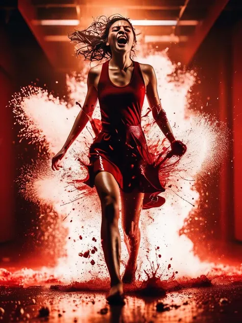 8k, RAW photo, best quality, masterpiece, snapshot aesthetic, dramatic lighting, sharp focus, high quality,
1girl, blood explosion, painful, blood in body, splash, light skin, particles, film grain, Sony A9 II, F/8,
dark, red, sepia, selective colors, dynamic background.