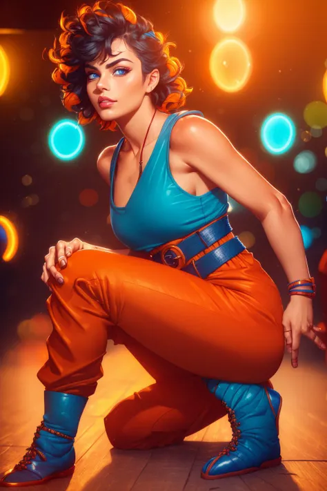 (TurtleSchoolUniforn:1.1),<lora:SonGokusOutfit:1>,dougi, belt, orange pants, blue footwear, (sharp focus:1.2),  (beautiful face:1.1), detailed eyes, luscious lips, ((skindentation)), (bright studio lighting:1.2), depth of field, bokeh, 4K, HD