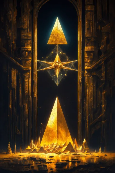 Fractals, Gold, Spectral sails catch cosmic winds on an infinite sea of dark matter, Rainbow, , (Pavel Tchelitchew,Kathe Kollwitz:1.25), Ticking clock,Chains,Door ajar, Tenebrous,Mangled,Bleak, (Triadic:1.1), (Negative Space:1.1), (Resist techniques:1.1), (Diffused light:1.2), Stone, Pyramid, ultra detailed, intricate, oil on canvas, dry brush, (surrealism:1.1), (disturbing:1.1), ,fcPortrait