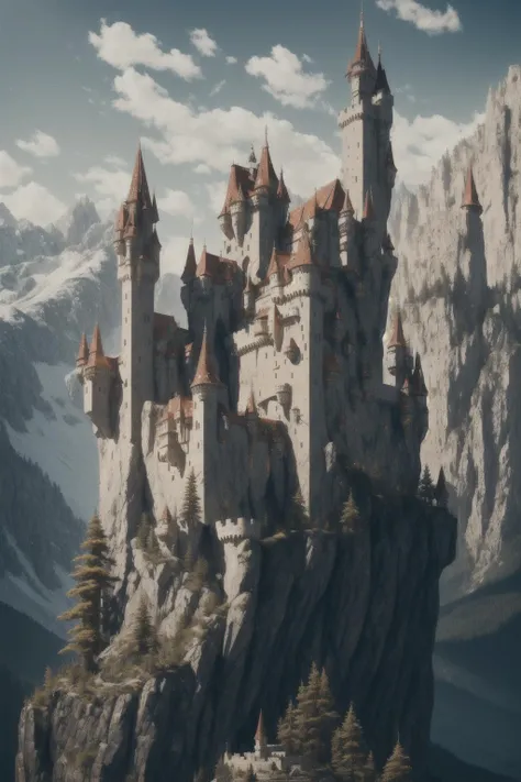 A forbidden castle high up in the mountains, pixel art, (intricate details:1.12), hdr, (intricate details, hyperdetailed:1.15), (natural skin texture, hyperrealism, soft light, sharp:1.2), game art, key visual, surreal