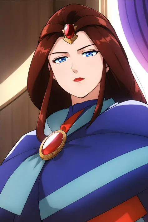 (Night:1.7), in front of a curtained window,curtains,
Standing at attention,
blue and red outfit,long sleeves, a blue scarf around her neck,
<lora:Maria_Pure_Armonia_V_Gundam-KK77-V1:0.7>,jewelry,gem,bracelet,crown,
brown hair,blue eyes,Long hair,lipstick,
1 girl, 24yo,mature female,Beautiful Finger,Beautiful long legs,Beautiful body,Beautiful Nose,Beautiful character design, perfect eyes, perfect face,
looking at viewer, in the center of the image,(Upper_body),(Focus on her face),
official art,extremely detailed CG unity 8k wallpaper, perfect lighting,Colorful, Bright_Front_face_Lighting,
(masterpiece:1.0),(best_quality:1.0), ultra high res,4K,ultra-detailed,
photography, 8K, HDR, highres, absurdres:1.2, Kodak portra 400, film grain, blurry background, bokeh:1.2, lens flare, (vibrant_color:1.2)
(Beautiful,large_Breasts:1.0), (beautiful_face:1.5),(narrow_waist),