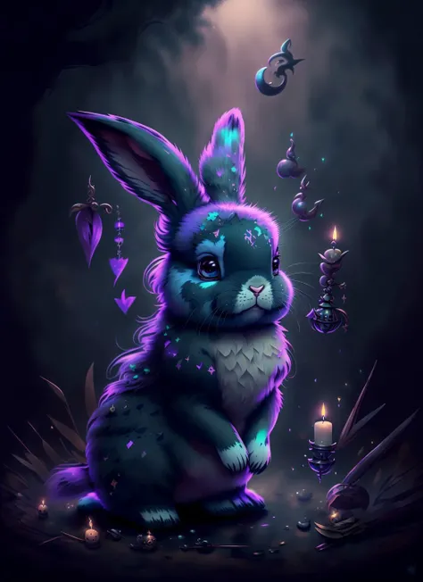 4k, ((masterpiece),(best quality),(ultra-detailed)), bunny girl, witch, cu73cre4ture , witchcraftpunkai, <lora:BugattiAI:1> <lora:WitchcraftPunkAI:0.8>
