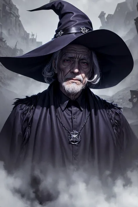 ultra detailed 8k cg, animated,
<lora:add_detail:1> <lora:epi_noiseoffset2:0.5>,
(1man, old portuguese male:1.2), wise, purple eyes, white hair, goatee,
portrait, solo, half shot, looking at viewer, detailed background, detailed face, (<lora:WitchcraftPunkAI:0.5>, WitchcraftPunkAI theme:1.1) calm, otherworldly bringer of death, white arm reaching towards viewer, decay, underworld, ruin in background, ravens in background, fog, night, mysterious lighting, sinister dark atmosphere,