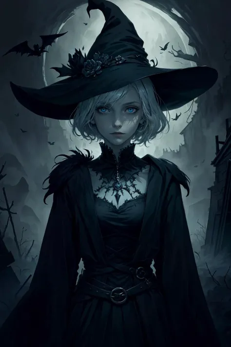 (masterpiece, best quality), colorful paint style, <lora:add_detail_v5:1>
1 girl, adult (elven:0.7) woman, light blue eyes, platinum blonde wedge cut hair,
Style-GravityMagic, solo, (full body:0.6), looking at viewer, detailed background, detailed face, (<lora:WitchcraftPunkAI:0.5>, WitchcraftPunkAI theme:1.1) calm, otherworldly bringer of death, dark clothes, omen, decay, floating particles, cold, ruin in background, ravens in background, mist, low light, sinister dark atmosphere,
<lora:epi_noiseoffset2:0.5>,