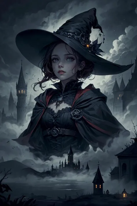 (masterpiece, best quality), aesthetic illustration, stylized digital art, colorful paint style, <lora:add_detail_v5:1>
1 girl, adult (elven:0.7) woman, dark brown eyes, dark red updo hairstyle,
(focus on character:1.1), portrait, solo, upper body, detailed background, detailed face, (<lora:WitchcraftPunkAI:0.5>, WitchcraftPunkAI theme:1.1), aristocratic pose, awestruck, ruling class, elegant clothing, elegant hat, looking up at floating (cloud city:1.1), utopian cloudtop sky-city, floating platforms, floating buildings, tower, balcony, bridges, clouds in background, wind blowing, cinematic atmosphere, dark starry night,
(tangbohu-buff:1.0),