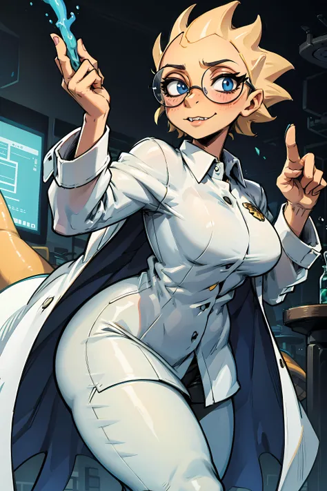 <lora:alphys-v1-128-novelai:0.8> alphys, reptile, scalie, eye glasses, lab coat, lizard girl, scaled skin, scales,