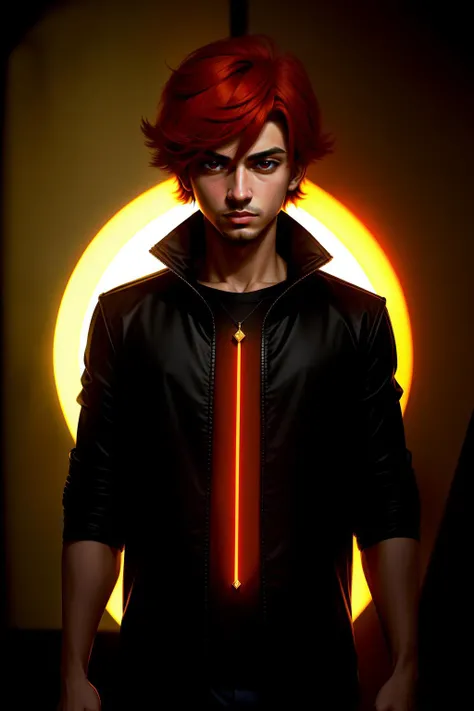 (high quality, best quality, highres, absurdres, sharp focus, masterpiece:1.2), extremely detailed, intricate detaill, immaculate, (dystopian egypt, egyptian:1), (adult boy, 1boy, solo, light_blush:1.1), (inventor, wearing casual clothes, mechanical clutter:1.1), (black_eyes:1), (orange_hair, medium_hair, wavy_hair:1), (healthy body:1), (dungeon:1.1),