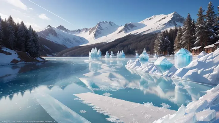 ((( delightful frozen lakeside))) (((masterpiece))), ultra detailed, hyper realistic, 8K, ambient occlusion , volumetric lighting, intricate detail, beautifully color-graded, Natural Lighting, ultra photorealistic,