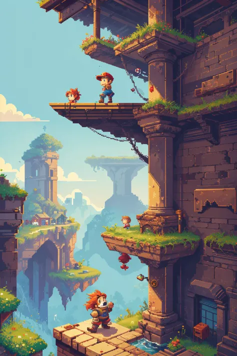 2d, (8bit), flat color, (pixel art:1.2), retro platformer video game