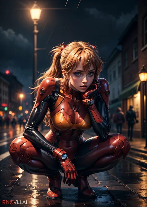best quality, masterpiece, realistic, photorealistic,<lora:AsukaLangleySouryuuV2:0.7> souryuu asuka langley, 1girl, solo, , breasts, looking at viewer, red bodysuit,detailed background, in street, night, light, rain
BREAK
outdoors, twilight, raytracing <lora:add_detail:1>