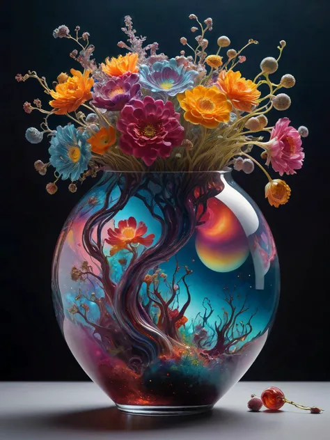 photograph, photorealistic, ultra-realistic, intricately detailed,
A glittering cosmic world in a vase, formed from an emulsion of transparent colorful glass.
3d,
surreal harmony, linquivera, liiv1
<lora:Surreal Harmony:1>
<lora:linquivera:1>
