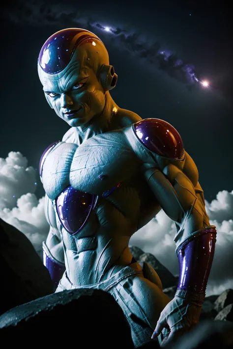 Frieza, bodybuilder, stars, galaxy, ,fcPortrait ,<lora:Frieza:1>