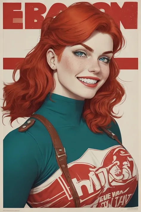 retro propaganda poster of brawny k31r4sr0v2 encouraging others to fight for the Irish Empire, green hues, freckles, <lora:neg4all_bdsqlsz_V3.5:1> <lora:locon_perfecteyes_v1_from_v1_64_32:0.72> perfecteyes eyes, Gaelic Fury, happy512