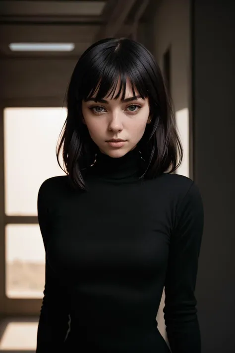 stunning intricate full color portrait, wearing a black turtleneck, epic character composition, by ilya kuvshinov, alessio albi, nina masic, sharp focus, natural lighting, subsurface scattering, f2, 35mm, film grain