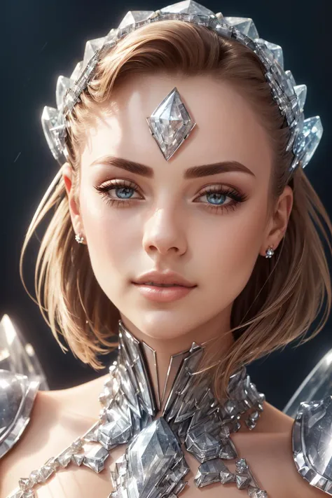 crystal armor, <lora:Crystal-fC-V1:1>, (sharp focus:1.2), portrait, ((posing)), (beautiful face:1.1), detailed eyes, luscious lips, ((skindentation)), (bright studio lighting:1.2), depth of field, bokeh, 4K, HD