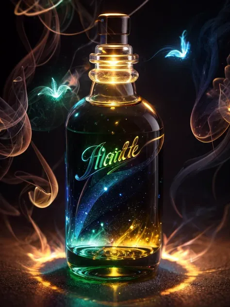 bottle with fireflies inside, (1bottle)++, spirits, magic, fantasy, ьн 3d, vivid colors, beautiful, masterpiece, highest quality, intricate details, 8k, hard shadows, volumetric lighting, sharp focus, ultra detailed, 4k, depth of field, unreal engine, octane render, glowing, caustics, luminescence, vibrant, insanely detailed, light particles, smokestyle <lora:smoke_model:0.5> <lora:more_details:0.35>