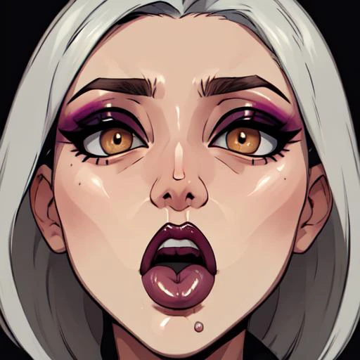 masterpiece,best quality,colorized,detailed face,perfect lighting,ultra detailed,shaded face,Buchukisu,close-up,solo, open mouth,makeup, drooling,full lips, <lora:Buchukisu:0.8> <lora:rampage0118StyleLora_v1:0.75>