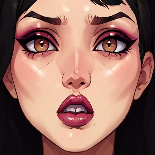 masterpiece,best quality,colorized,detailed face,perfect lighting,ultra detailed,shaded face,Buchukisu,close-up,solo, open mouth,makeup, drooling,full lips, <lora:Buchukisu:0.8> <lora:rampage0118StyleLora_v1:0.75>