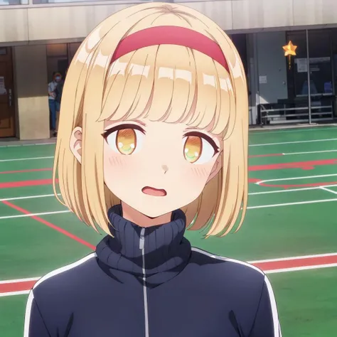 <lora:YuiHatimitu001:0.7>,<lora:add_detail:0.5>,solo,
YuiHatimitu,1girl,
blonde hair,
hairband,
track suit,