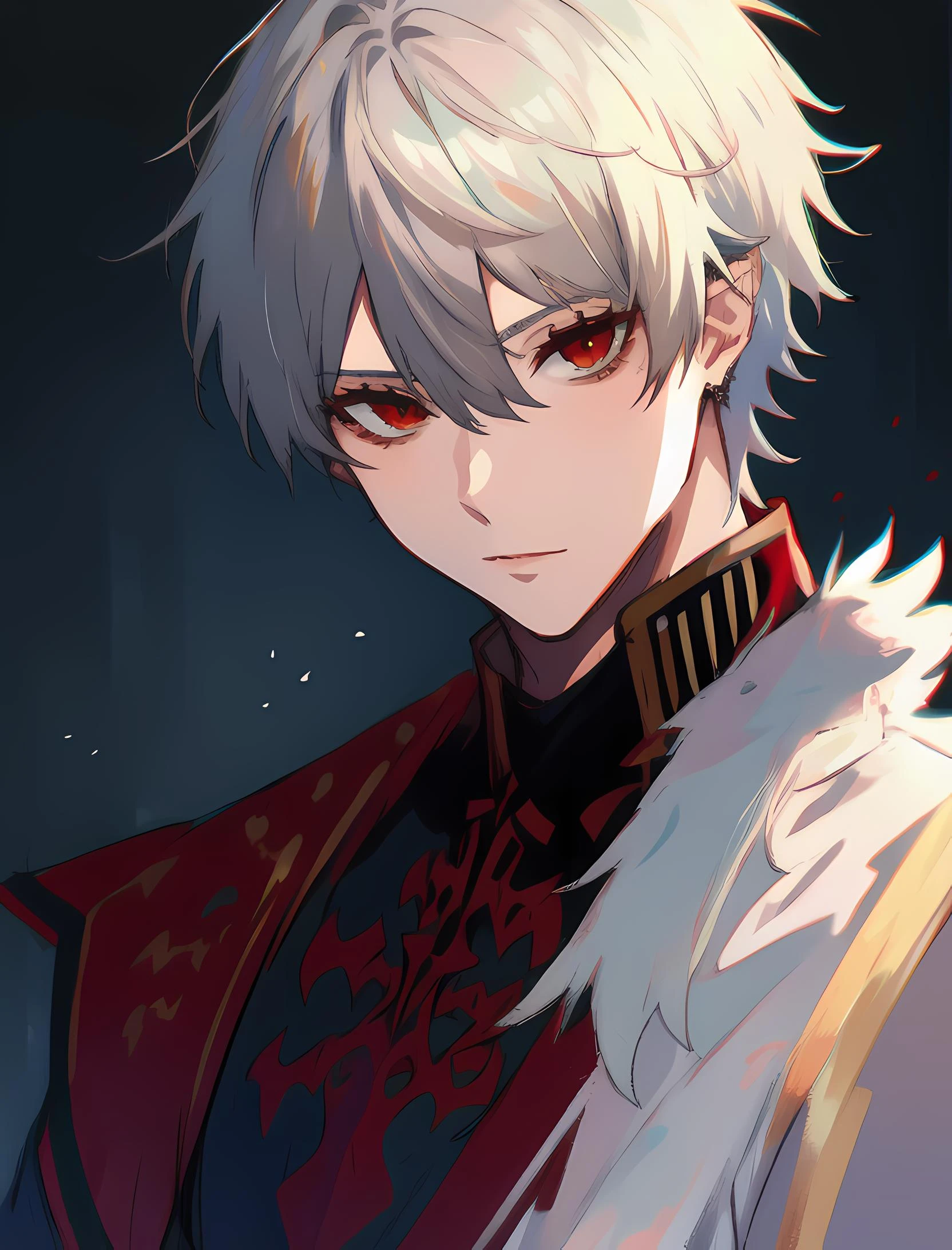 masterpiece, best quality, highres, high quality, 1boy, solo, male focus, looking at viewer, upper body, hair, realistic, kuzuha, grey hair, <lora:Kuzuha-Nijisanji:1>