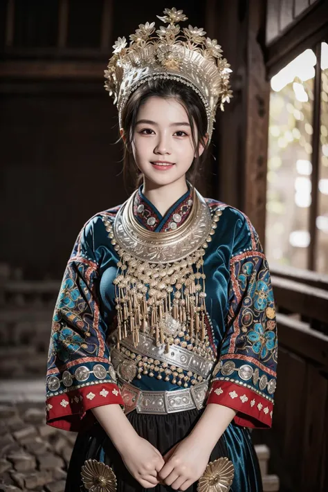 best quality, ultra high res, official wallpaper, (photorealistic:1.4), (1girls), (18 year old girl), slender, highly detail face, (smile:0.6), looking at viewer,nsfw,<lora:HmongCostume_HmongCyan:0.65>,
<lora:no105Girl_sdNo105000014:0.4>,<lora:hankizOmar_v10:0.3>,
extremely detailed CG unity 8k wallpaper, light on face, cinematic lighting, Traditional headwear, <lora:epiNoiseoffset_v2Pynoise:2>