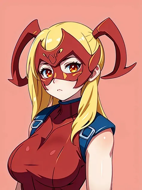 (masterpiece, best quality, detailed:1.5), 1girl with very long hair and twintails, (Hero Masks Style:1.4), carmine theme, tsundere <lora:HeroMasks:0.8>