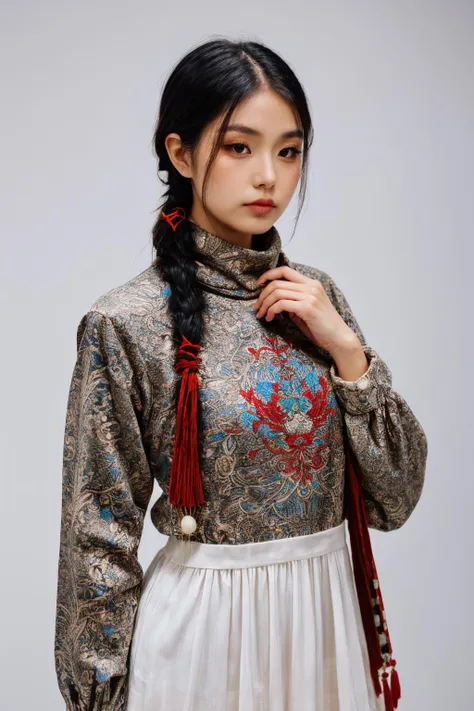 ((sfw: 1.4)), ((detailed face, professional photography)), ((sfw, (Ukraina embroidery smock dress:1.4), 1 Girl)), Ultra High Resolution, (Realistic: 1.4), RAW Photo, Best Quality, (Photorealistic Stick), Focus, Soft Light, (()), ((Japanese)), (( (young face))), (surface), (depth of field), masterpiece, (realistic), woman, bangs, ((Japanese girl))