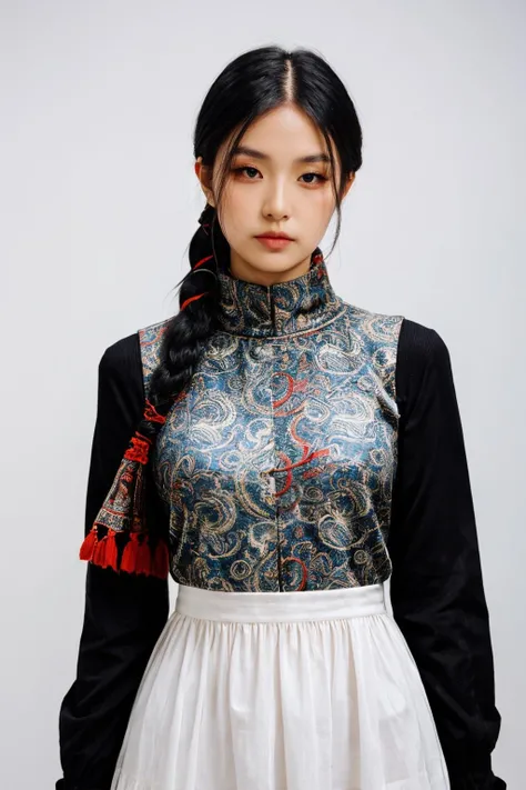 girl02, photographed on a Nikon Z7 II Mirrorless Camera,120mm F/4 wide-angle
girl02, 1girl, solo, long hair, looking at viewer, black hair, long sleeves, braid
a woman wearing a white dress and a black braid with a blue and red pattern on it's neck, Chen Lu, art nouveau fashion embroidered, a character portrait, aestheticism
a woman wearing a black top and red scarf with a red and white design on it's neck, Chen Jiru, art nouveau fashion embroidered, a silk screen, cloisonnism
best quality, masterpiece, ultra detailed, cowboy shot, flowing, 3dmm, ink sketch, color ink, ink rendering, octane render, pastels, rice paper, 1girl, beautiful detailed eyes, (alternate hairstyle), ultra detailed hair, graceful, (charming), (delicate), pretty, cute, lace dress, character in the center of the frame, rhythm, fantasy, looking at viewer,
<lora:more_details:0.3> <lora:add_detail:0.3> <lora:girl02_SDLife_Chiasedamme_v1.0:0.62>